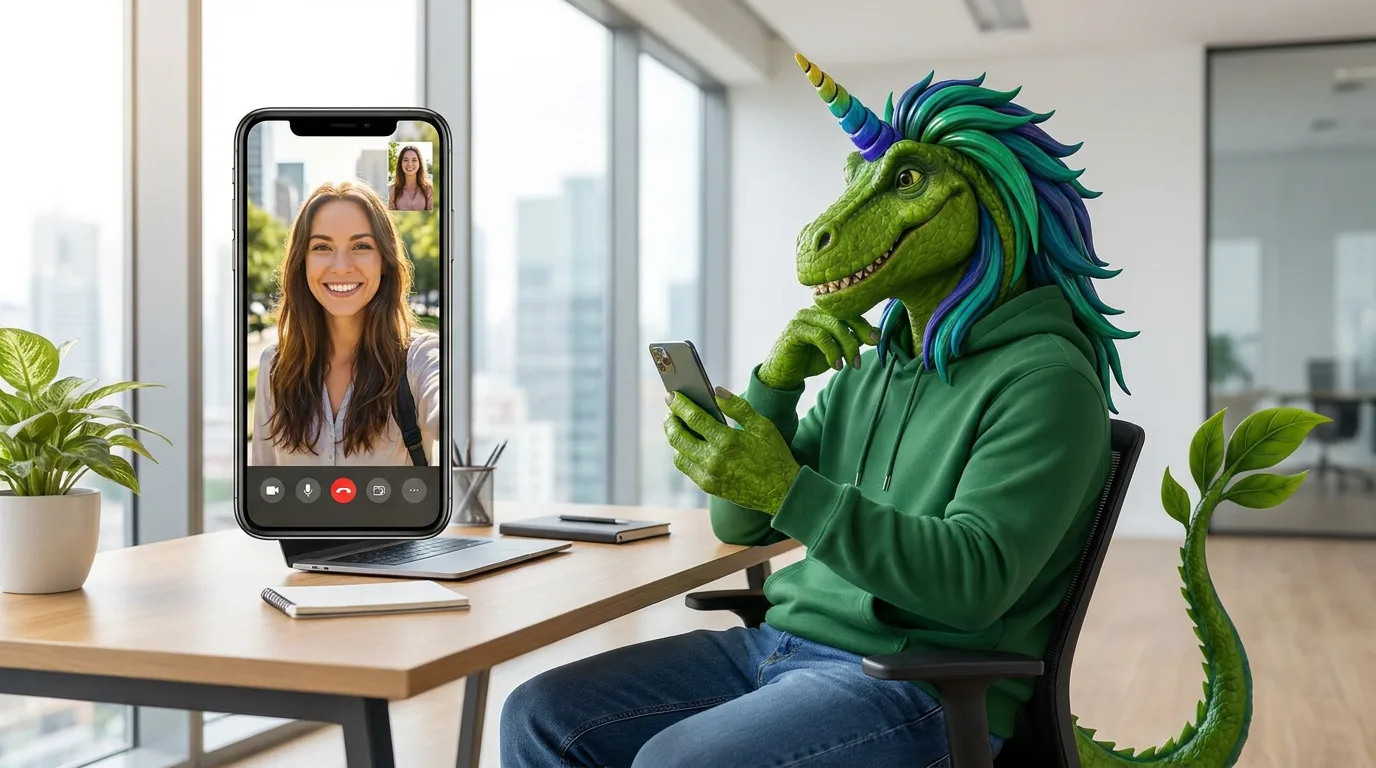 Rex on a friendly video call with a client