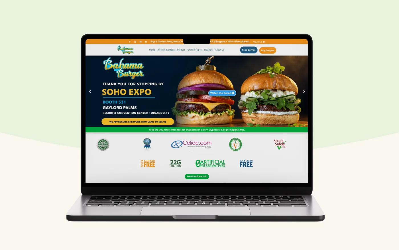 Bahama Burger website on a laptop