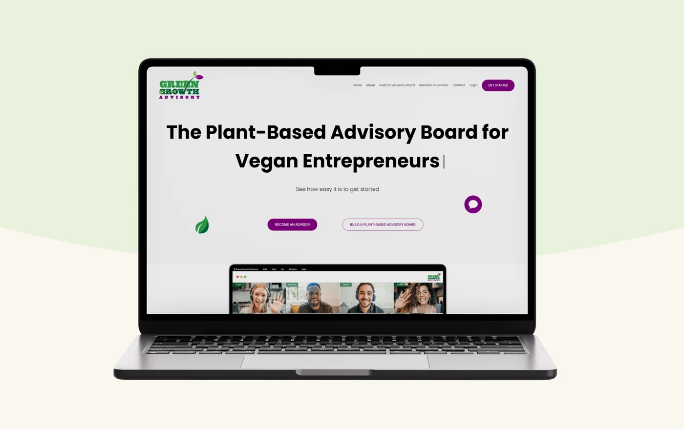 Green Growth Advisory website on a laptop
