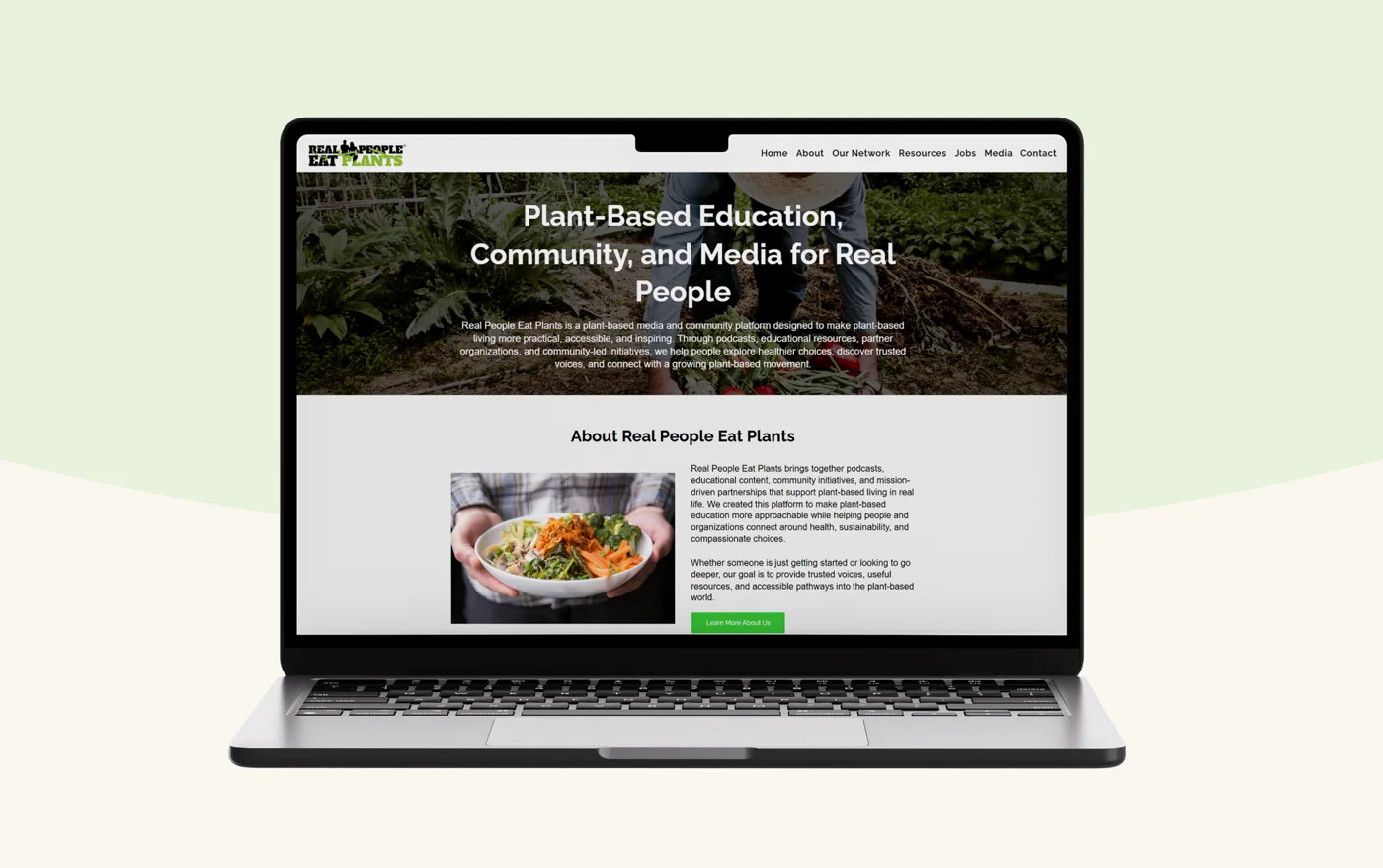 Real People Eat Plants website on a laptop