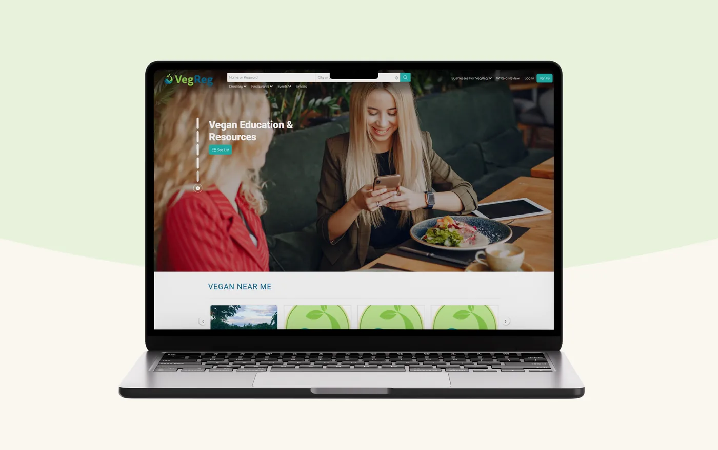 VegReg website on a laptop