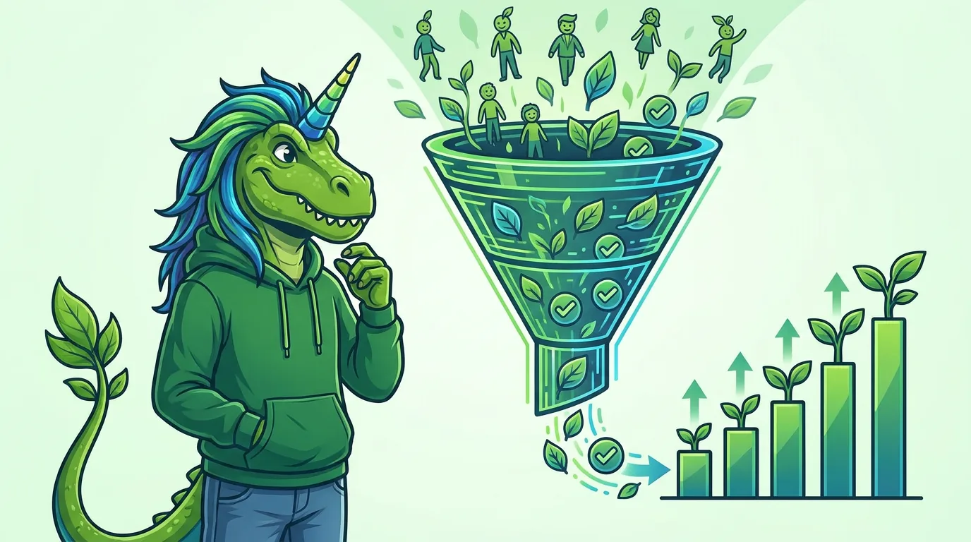 Rex watching visitors flow through a funnel into growing sign ups