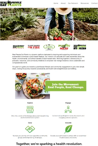 Real Men Eat Plants website homepage
